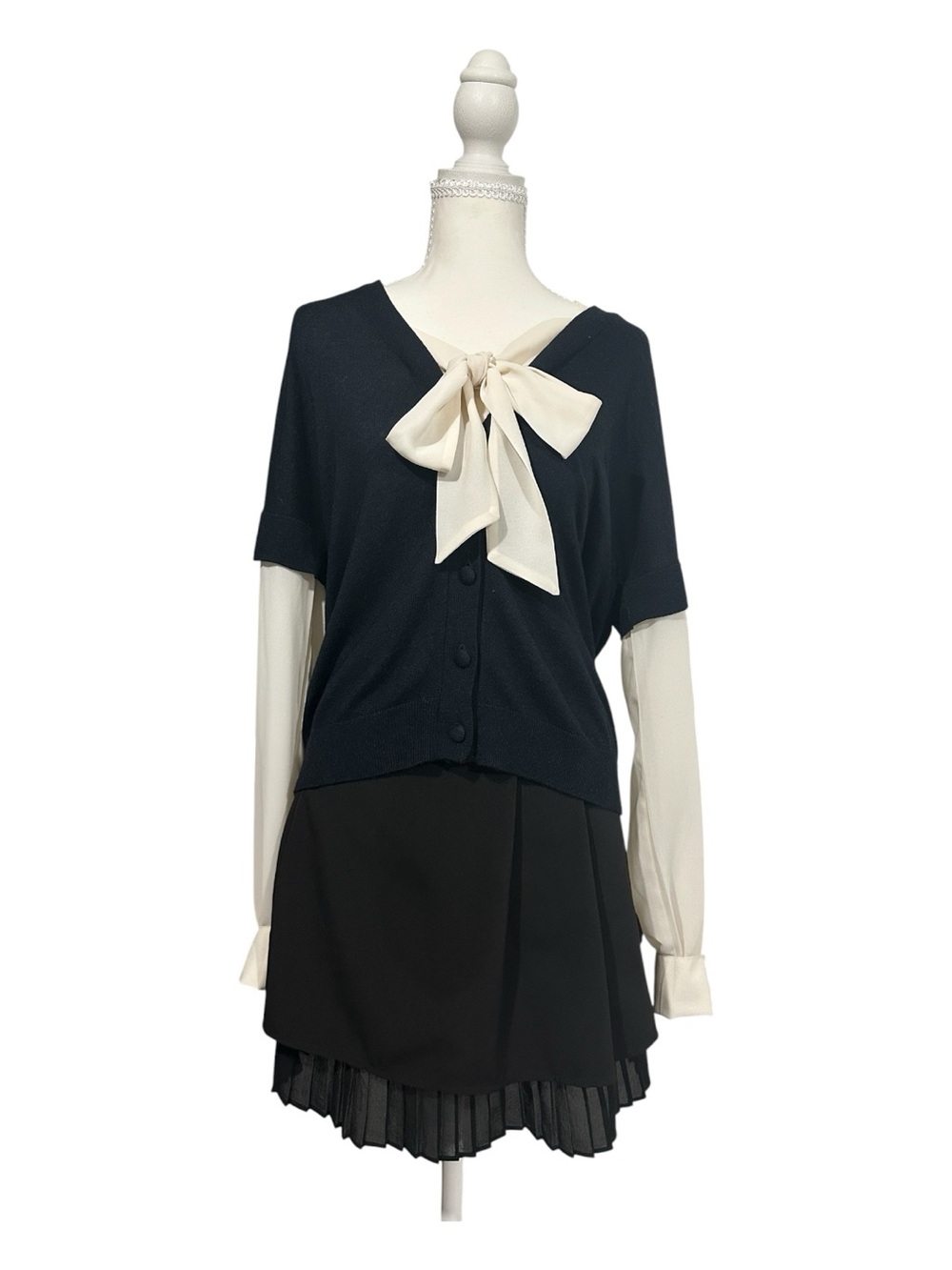 Anthropologie Elsie Bowtie Sweater by La Fee Verte + LucyinParis Skirt Set